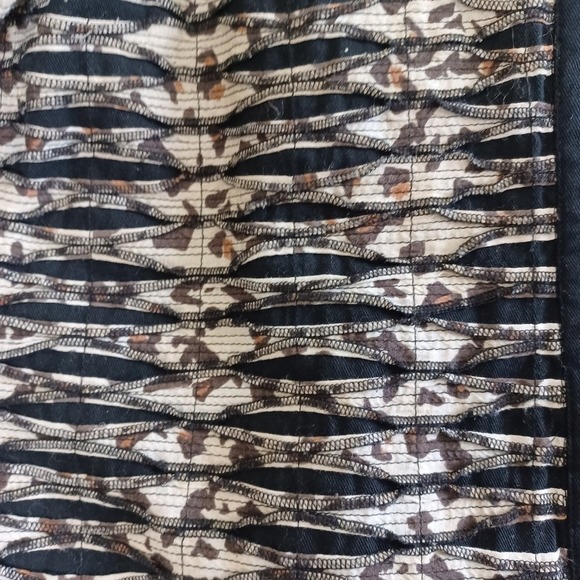 Chicos Jacket Sz 1 / 8 Animal Print Textured Button Front Artsy Black Tan Career - Picture 4 of 9